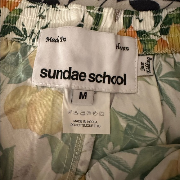 Sundae School Yellow Green White Lemon NoveltyPrint Men’s Pull On Shorts M NWOT - Picture 9 of 12